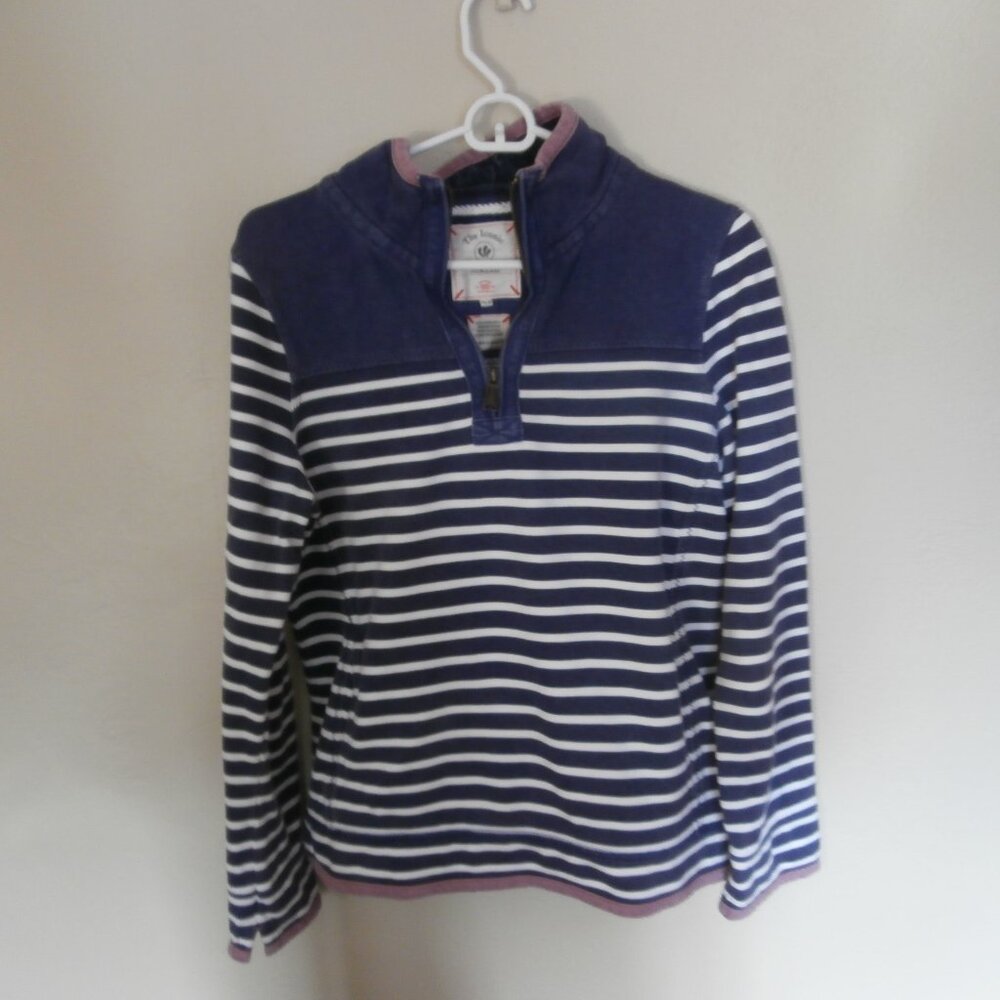 FAT FACE  Airlie 1/4 Zip Navy/White Stripe Pullover 971643 UK 10 US 6